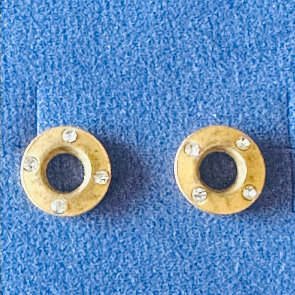 Gold Stud Earring jackets with Crystal Accents